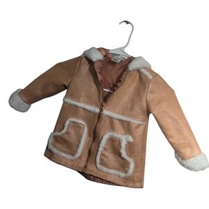 Little Lass Baby Girls’ Peach Faux Leather Jacket Sz-24M